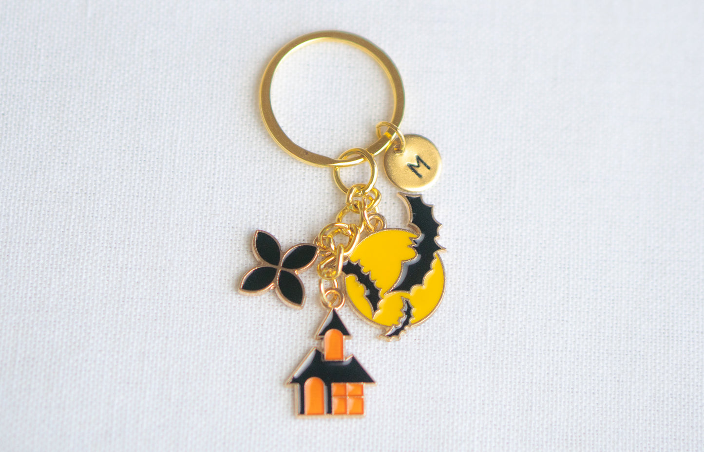 Halloween Bat & Haunted House Keychain