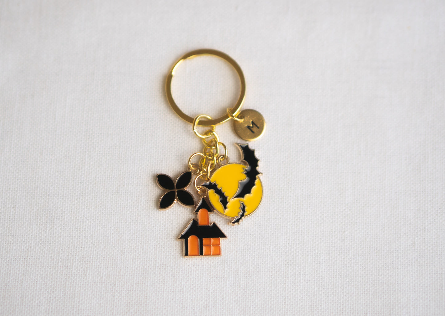 Halloween Bat & Haunted House Keychain