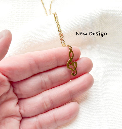 Gold Treble Clef Necklace