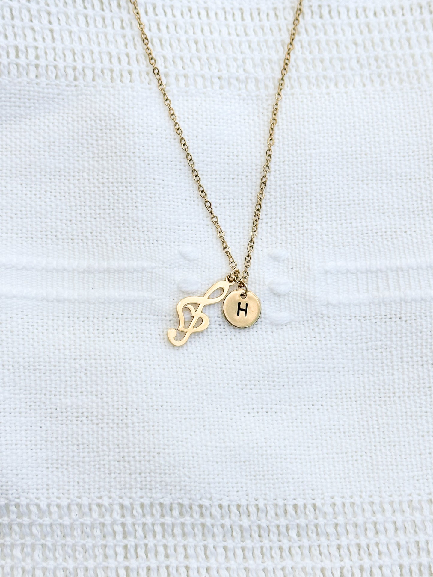 Gold Treble Clef Necklace