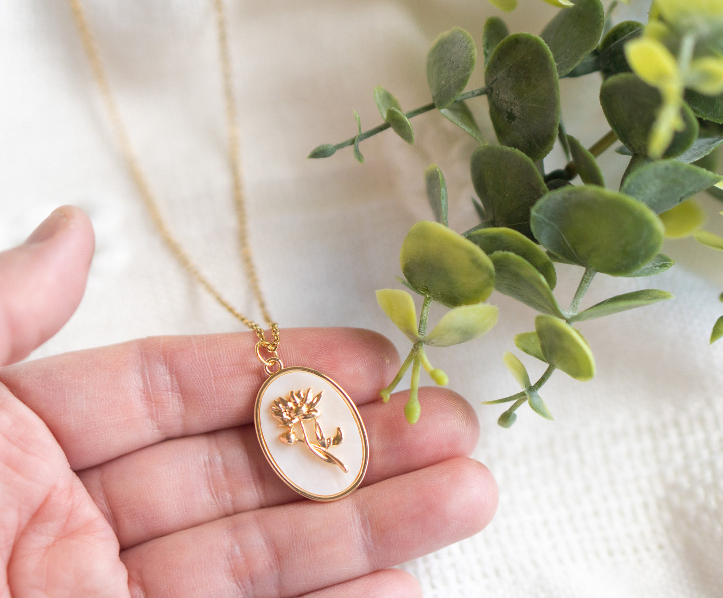 July Birth Flower Water Lily Necklace