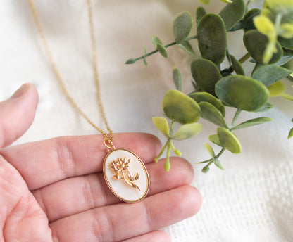 July Birth Flower Water Lily Necklace