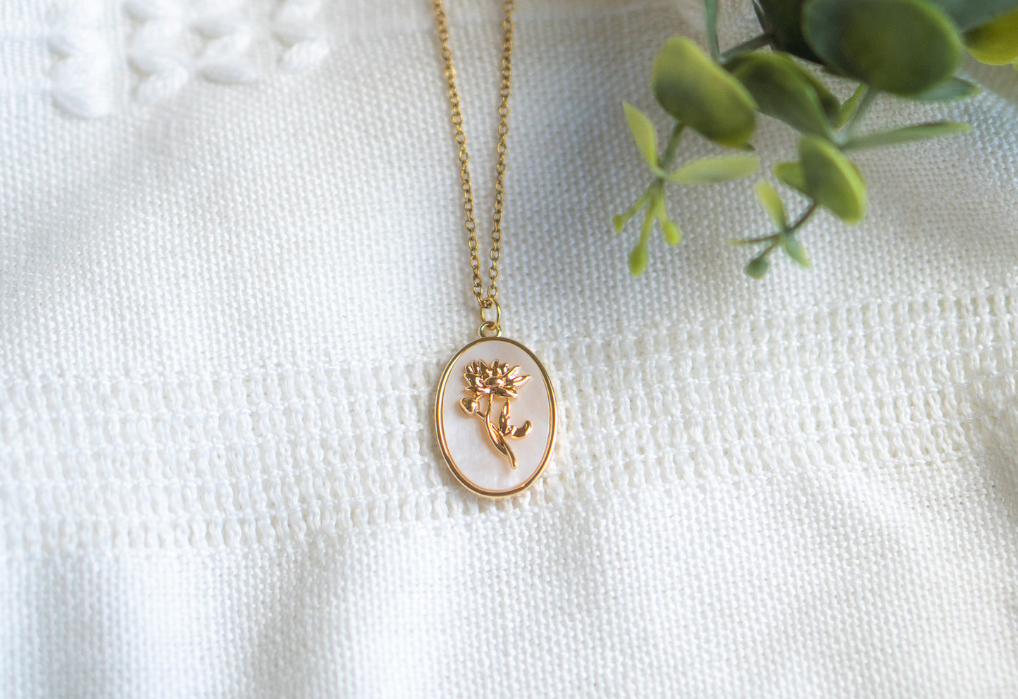 July Birth Flower Water Lily Necklace