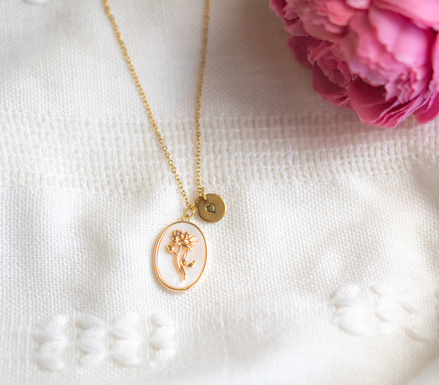 July Birth Flower Water Lily Necklace