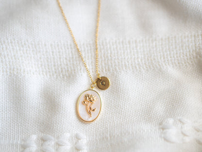 July Birth Flower Water Lily Necklace