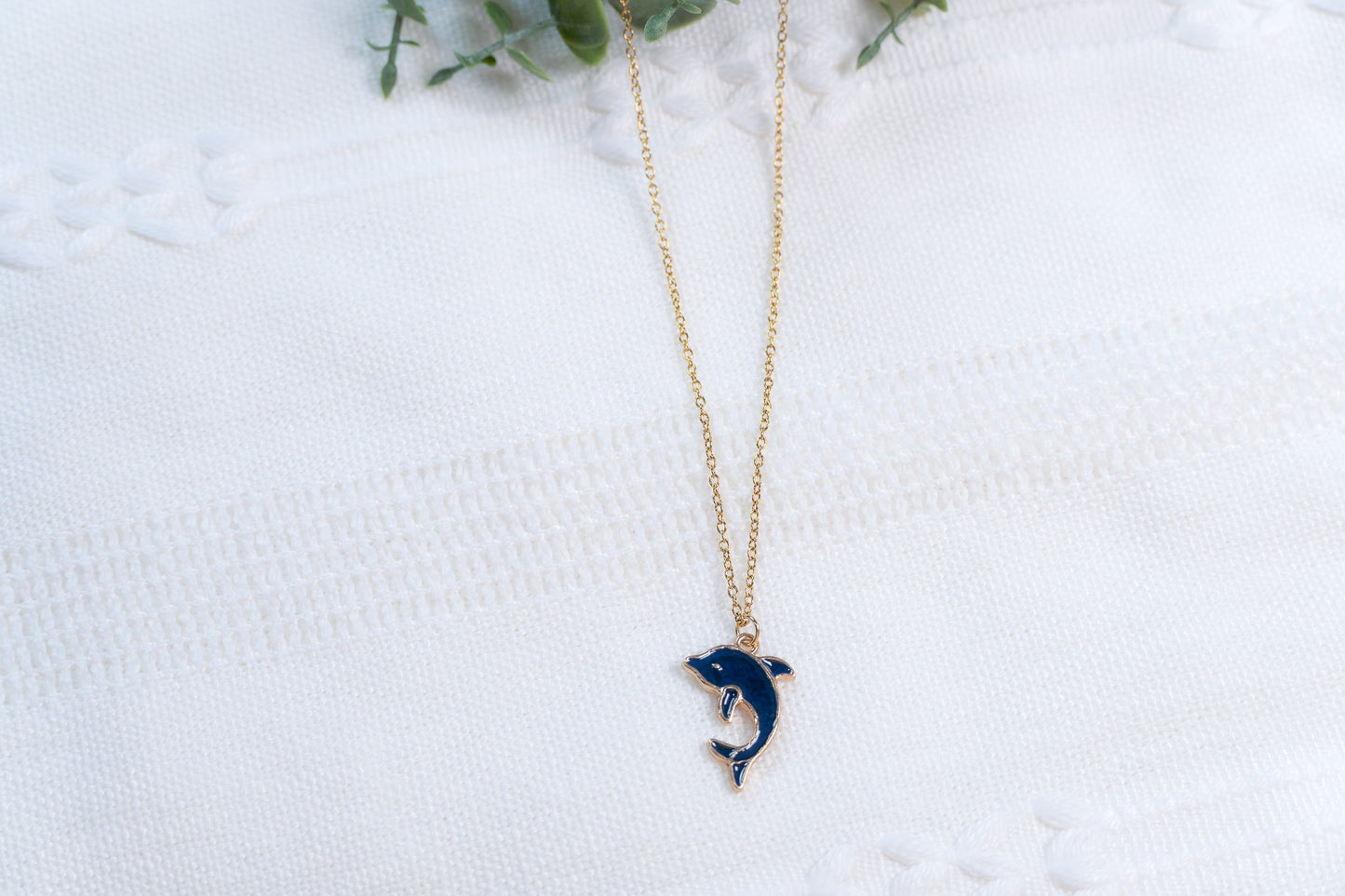 Navy Dolphin Necklace,