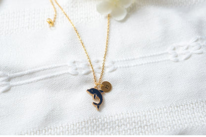 Navy Dolphin Necklace,