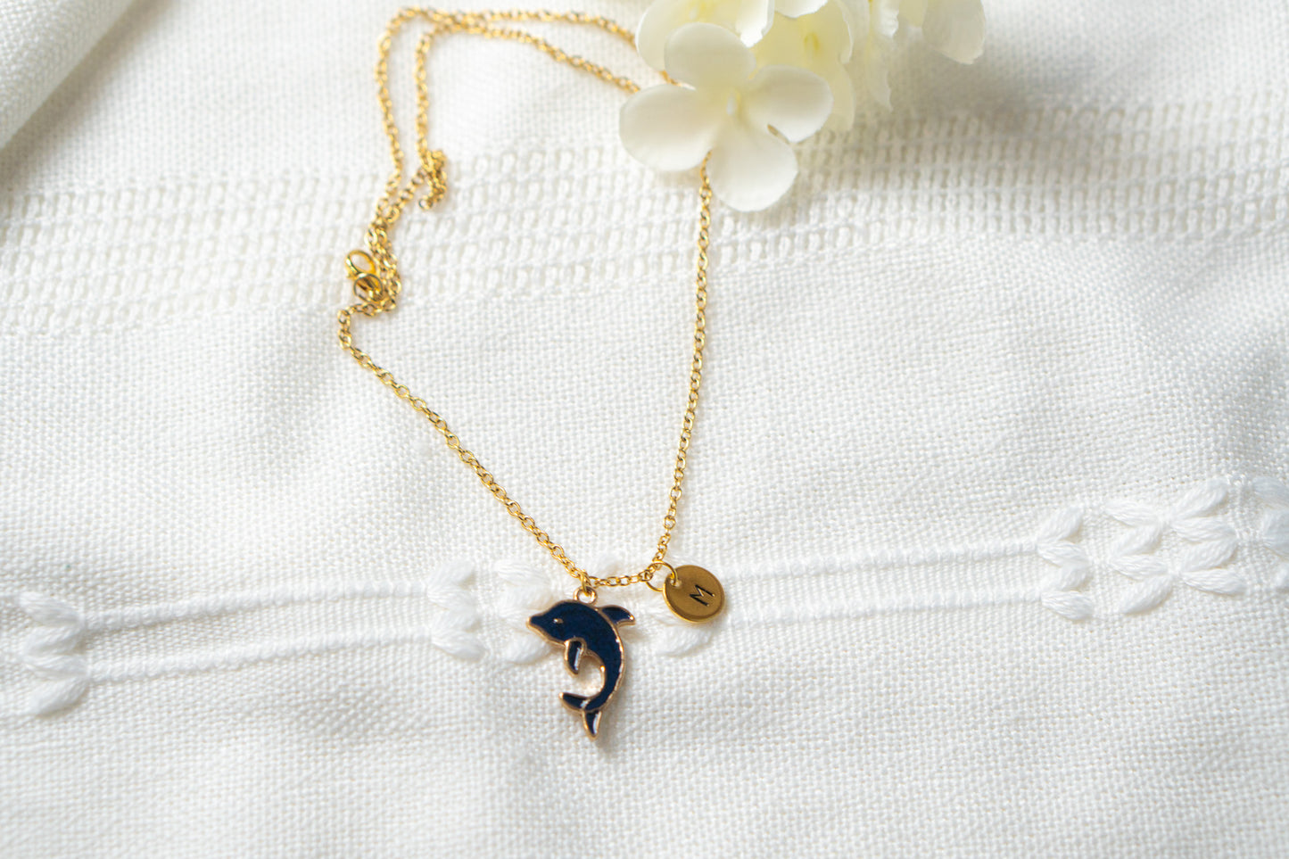 Navy Dolphin Necklace,