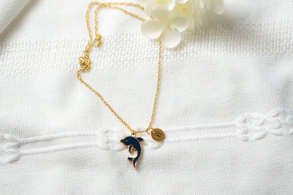 Navy Dolphin Necklace,