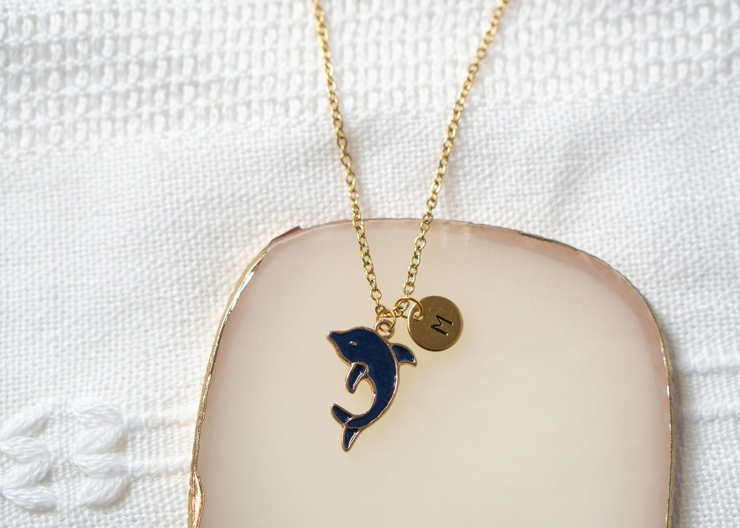 Navy Dolphin Necklace,