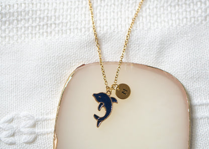 Navy Dolphin Necklace,