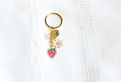 Strawberry and White flower Charm