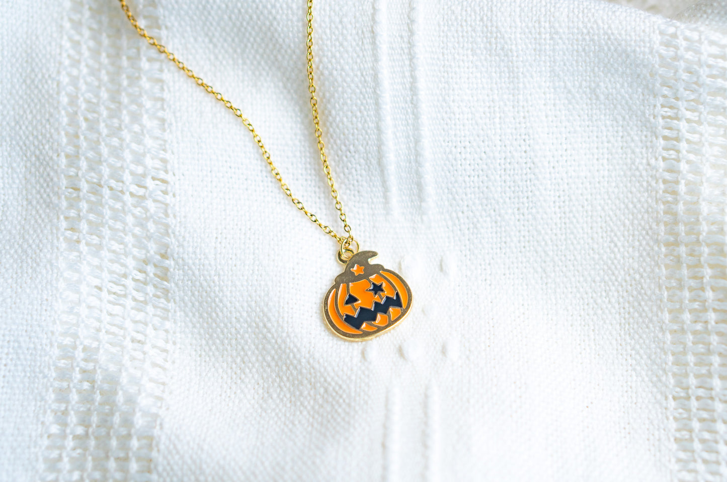 Gold Jack O Lantern Necklace