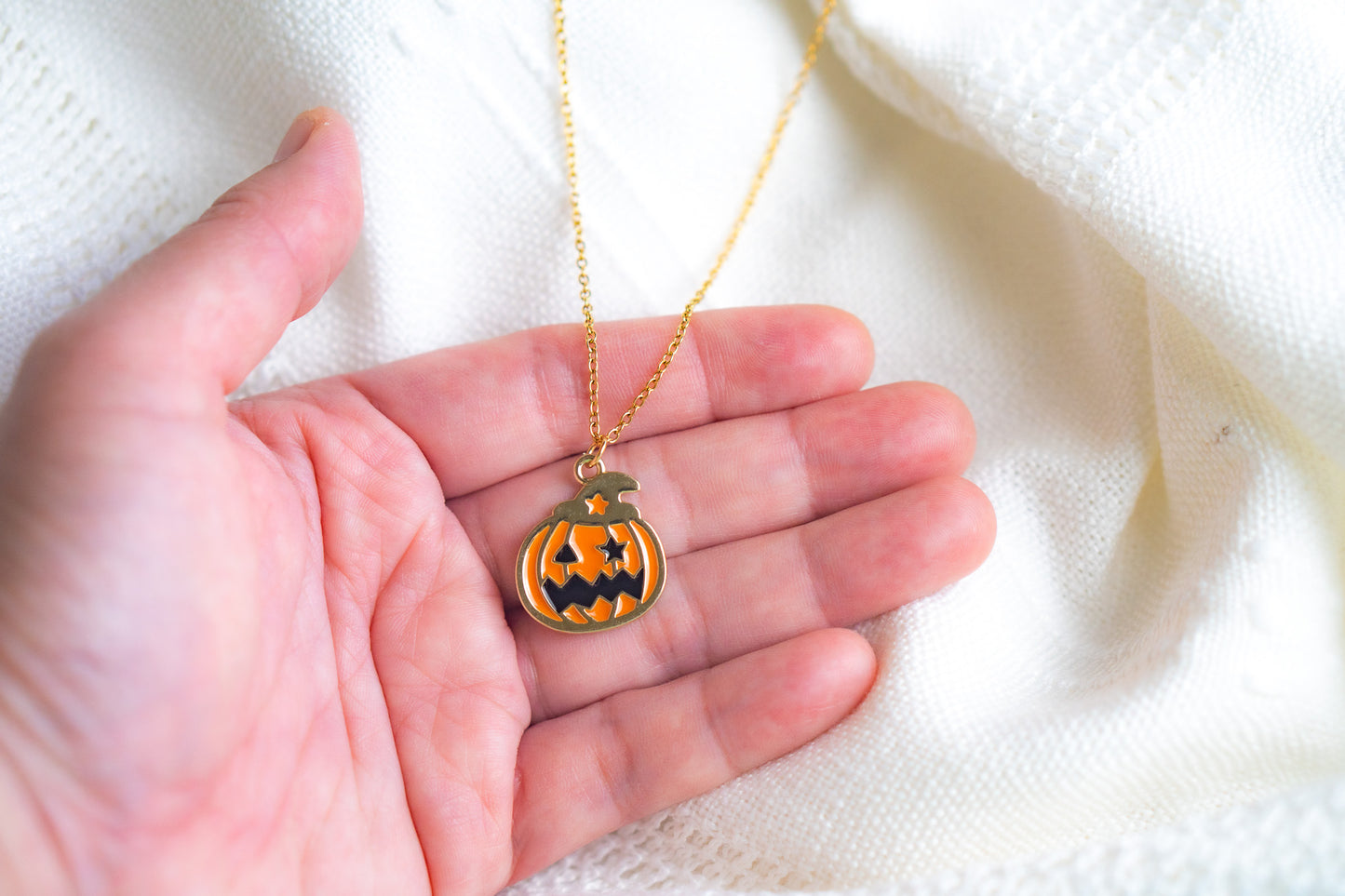 Gold Jack O Lantern Necklace