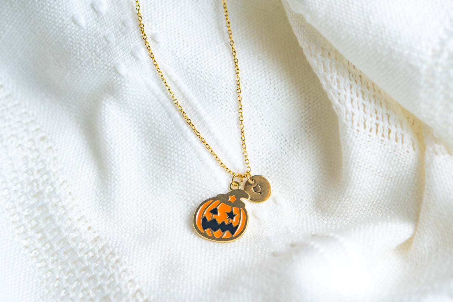 Gold Jack O Lantern Necklace