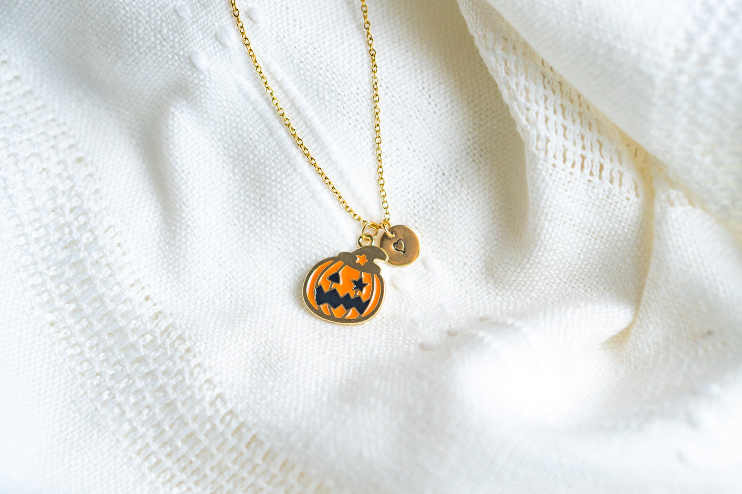 Gold Jack O Lantern Necklace