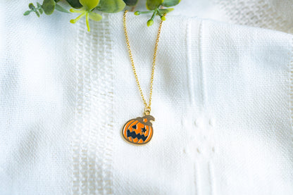 Gold Jack O Lantern Necklace