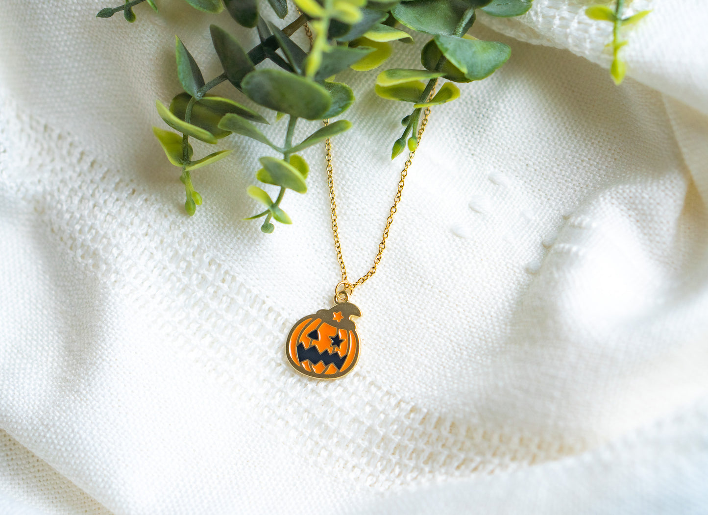 Gold Jack O Lantern Necklace