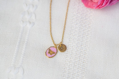 Purple Gold Butterfly Necklace