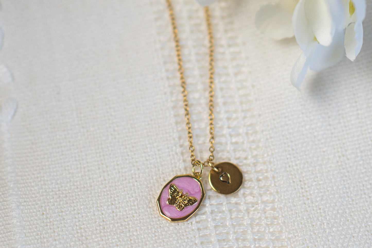 Purple Gold Butterfly Necklace