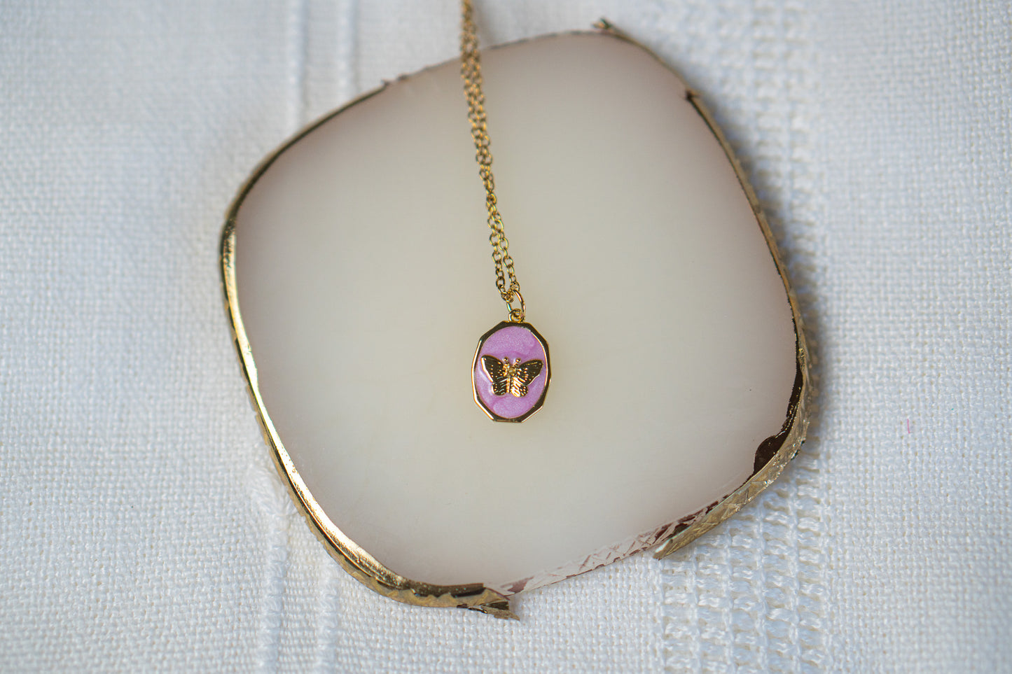 Purple Gold Butterfly Necklace