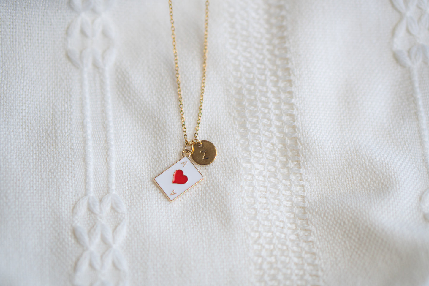 Gold Ace of Heart Charm Necklace