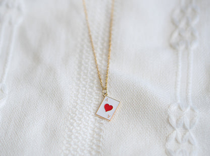 Gold Ace of Heart Charm Necklace