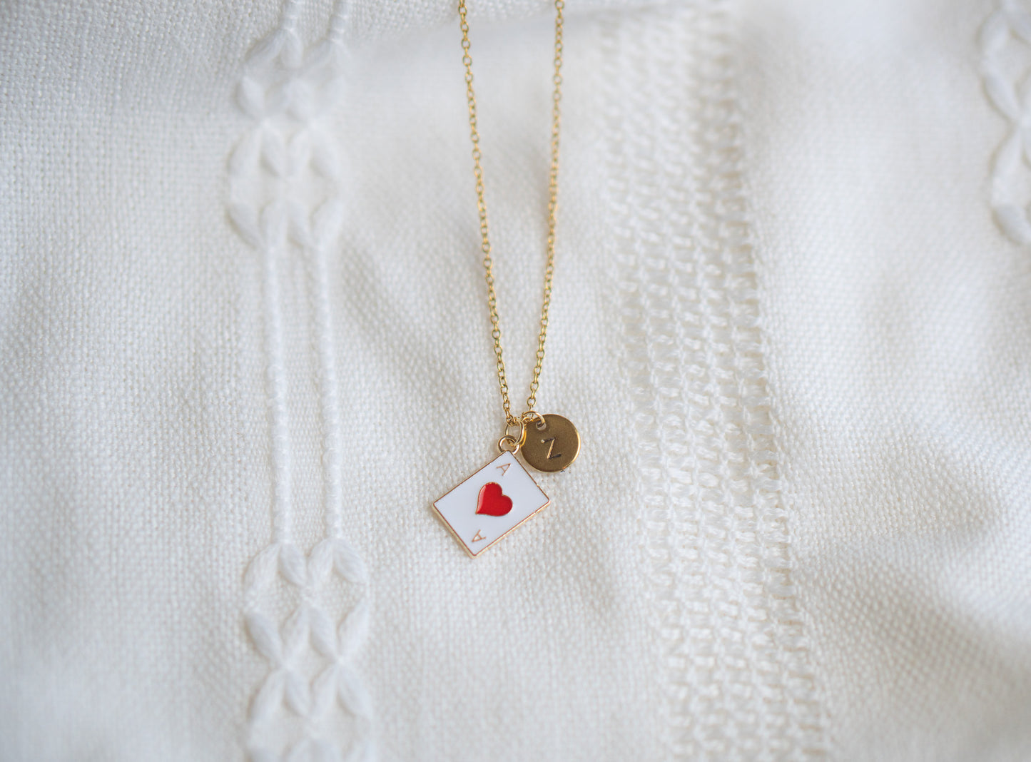 Gold Ace of Heart Charm Necklace