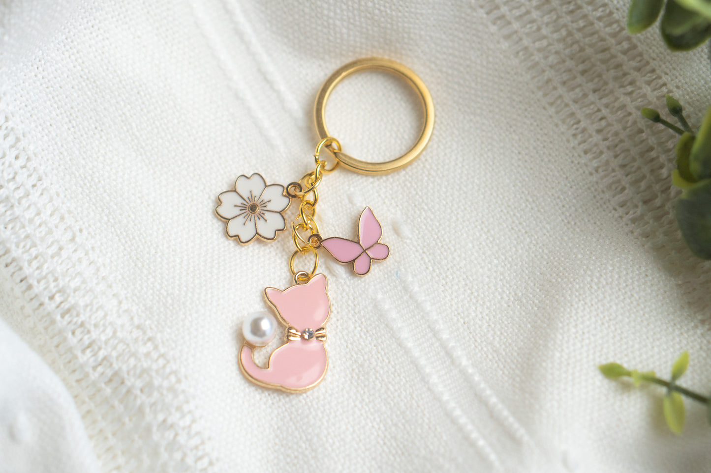 Pink Cat Keychain