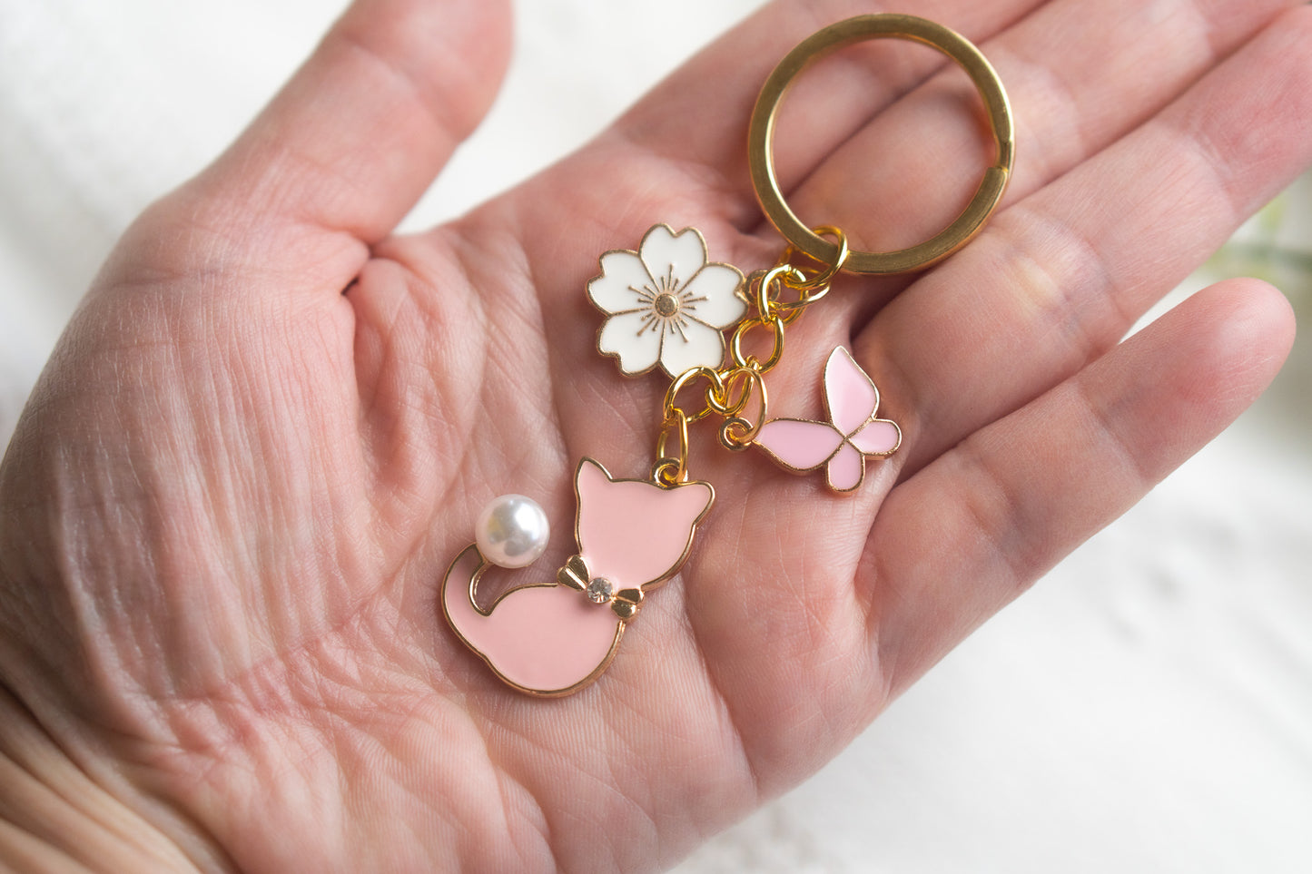 Pink Cat Keychain