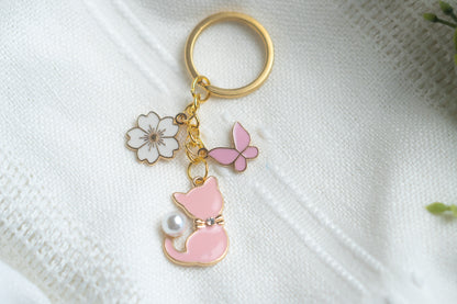 Pink Cat Keychain