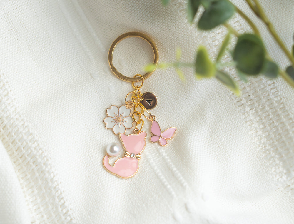 Pink Cat Keychain