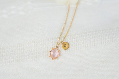 Cute Pink Oval Charm Necklace