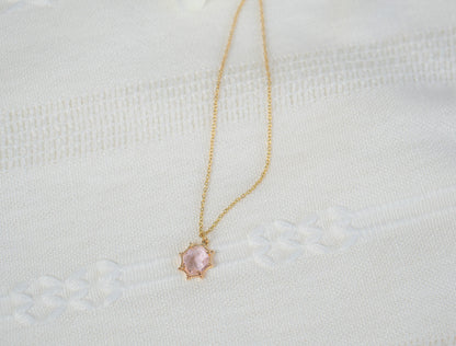 Cute Pink Oval Charm Necklace