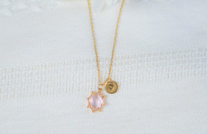 Cute Pink Oval Charm Necklace