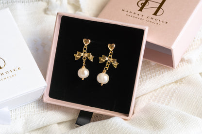 Pearl Drop Bowknot Earrings