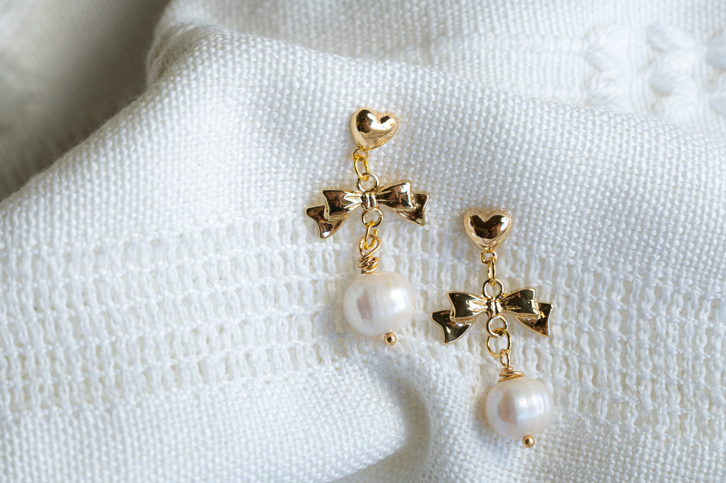 Pearl Drop Bowknot Earrings