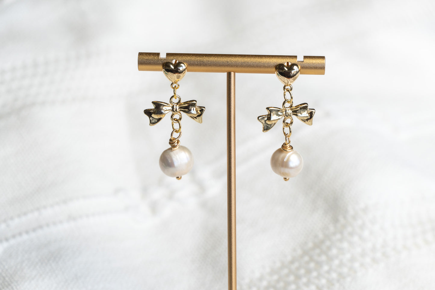 Pearl Drop Bowknot Earrings