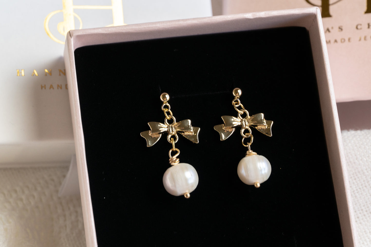 Pearl Drop Bowknot Earrings