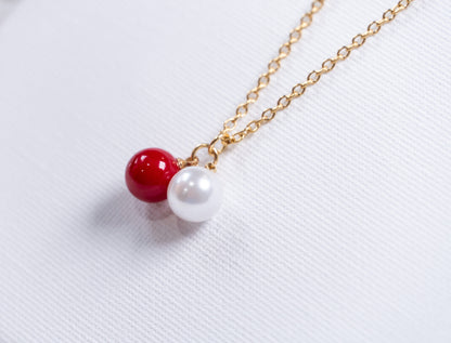 Red & White Pearl Necklace