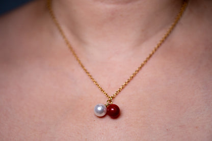 Red & White Pearl Necklace