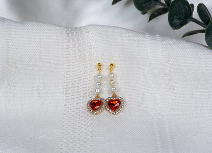 Red Heart Pearl Stud