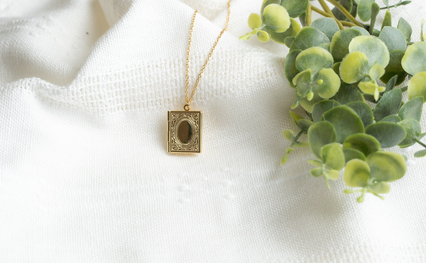 Rectangle Book Locket Necklace