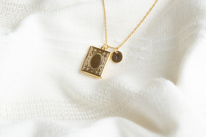 Rectangle Book Locket Necklace