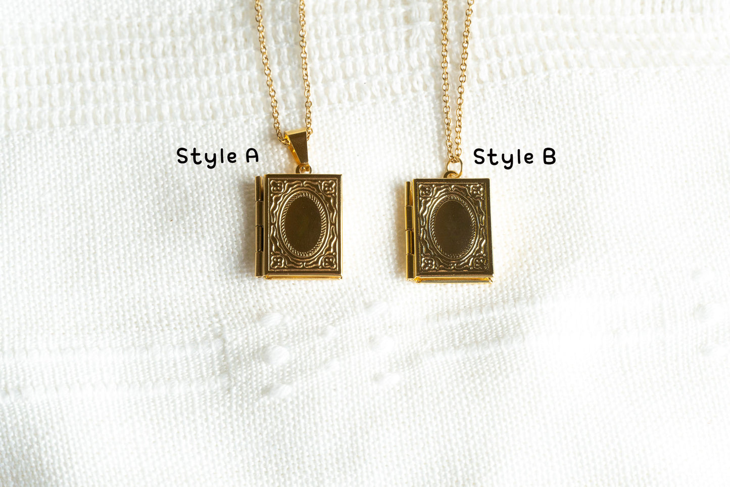 Rectangle Book Locket Necklace