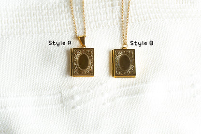 Rectangle Book Locket Necklace