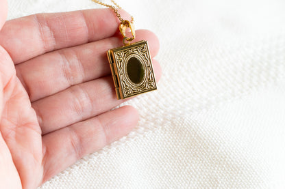 Rectangle Book Locket Necklace