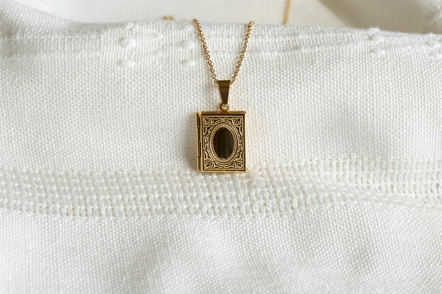 Rectangle Book Locket Necklace