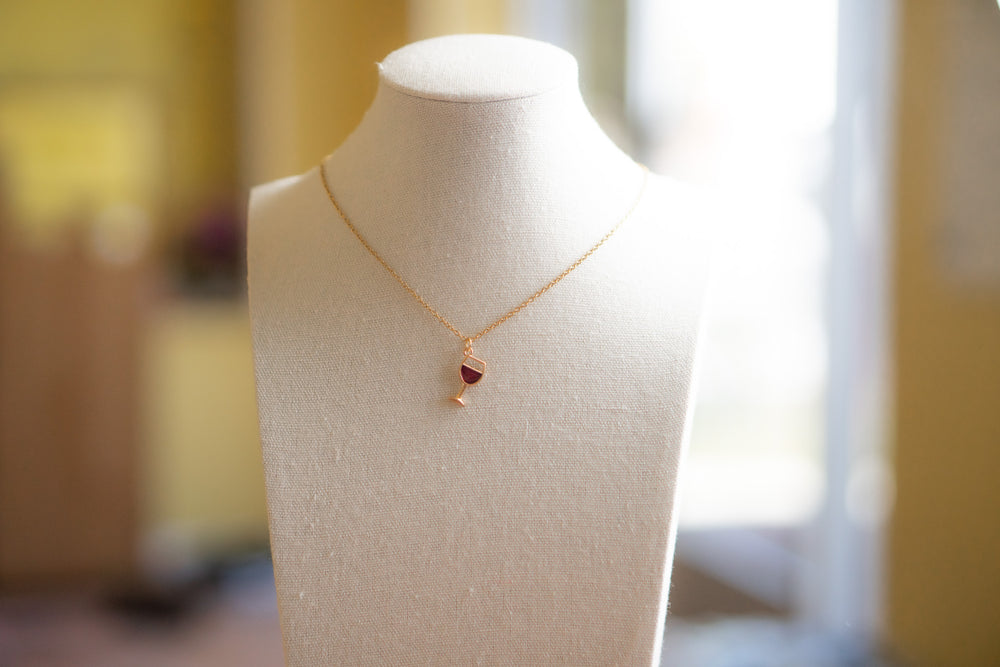 Red Wine Glass Charm Necklace: