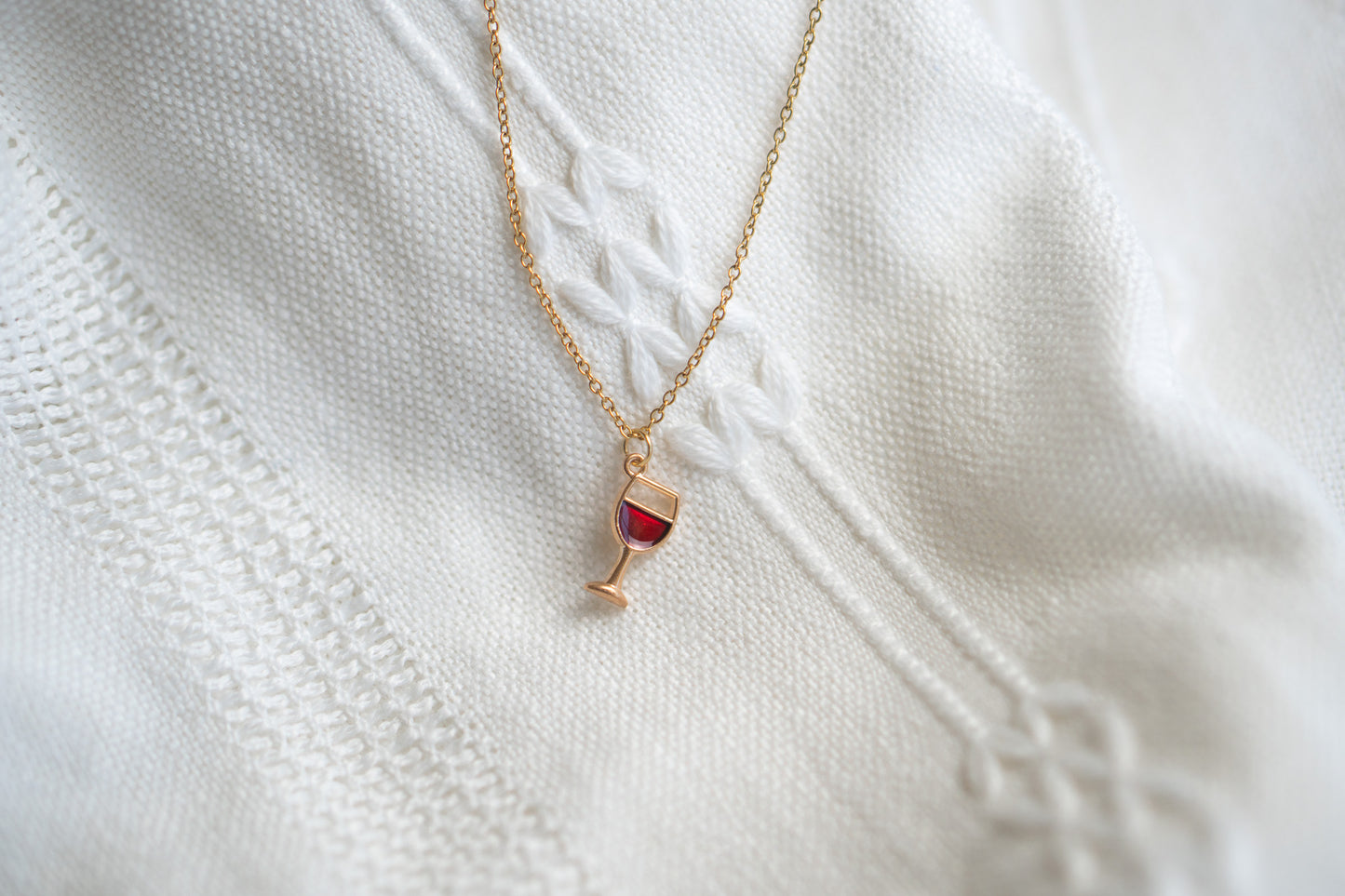 Red Wine Glass Charm Necklace: